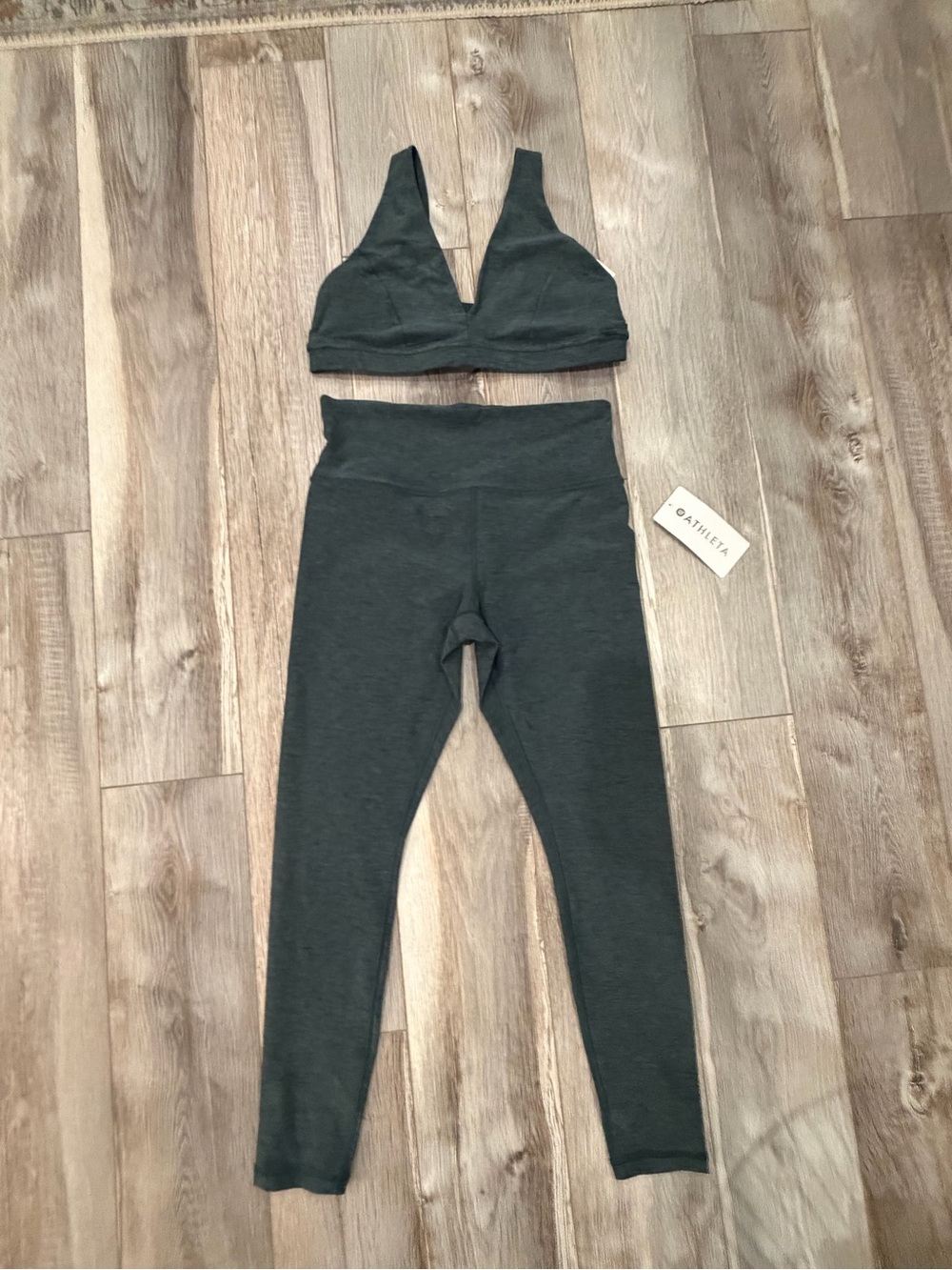 Athleta Dark Charcoal High-Waist Leggings & Matching Bralette